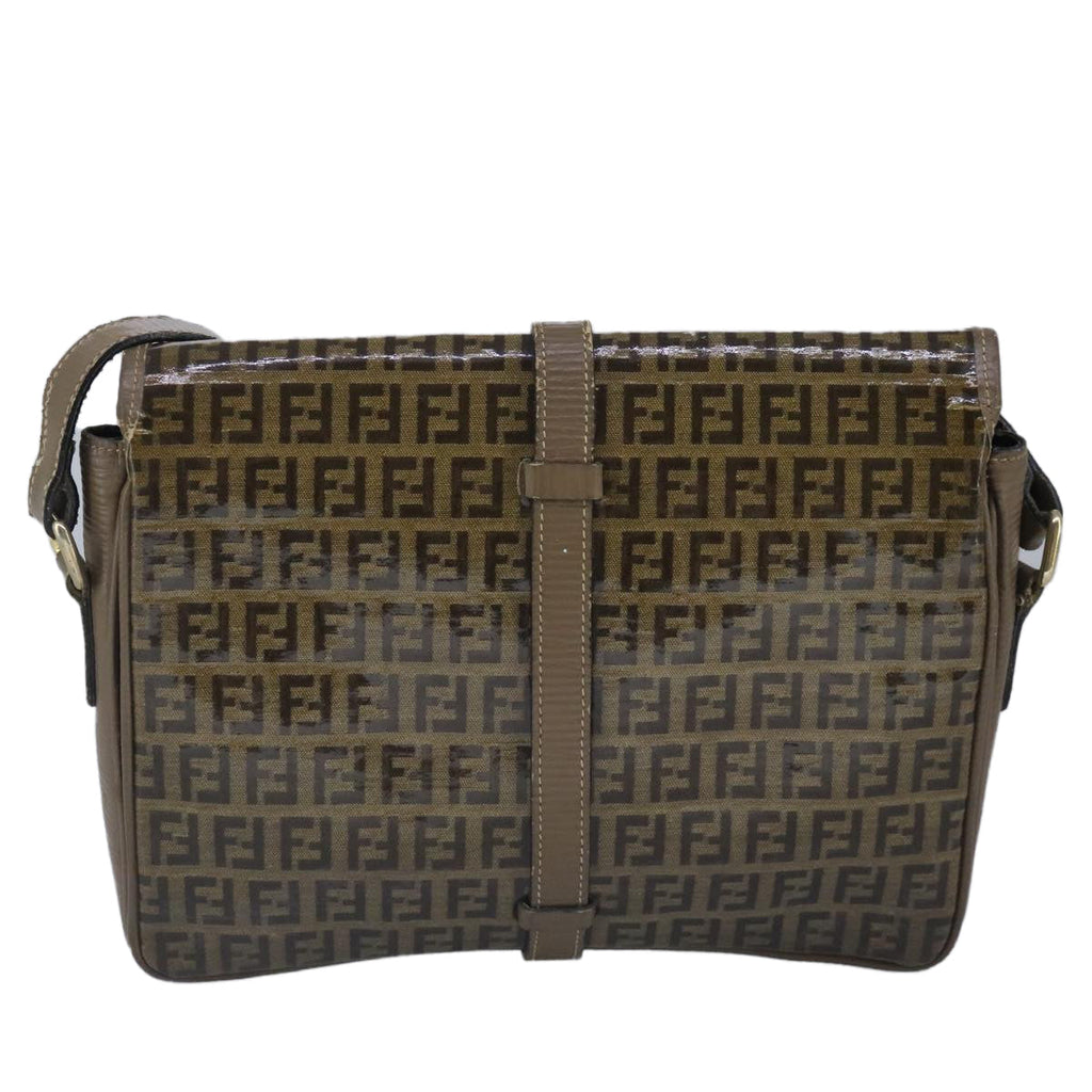 FENDI Zucchino Canvas Shoulder Bag Coated Canvas Brown ti2323