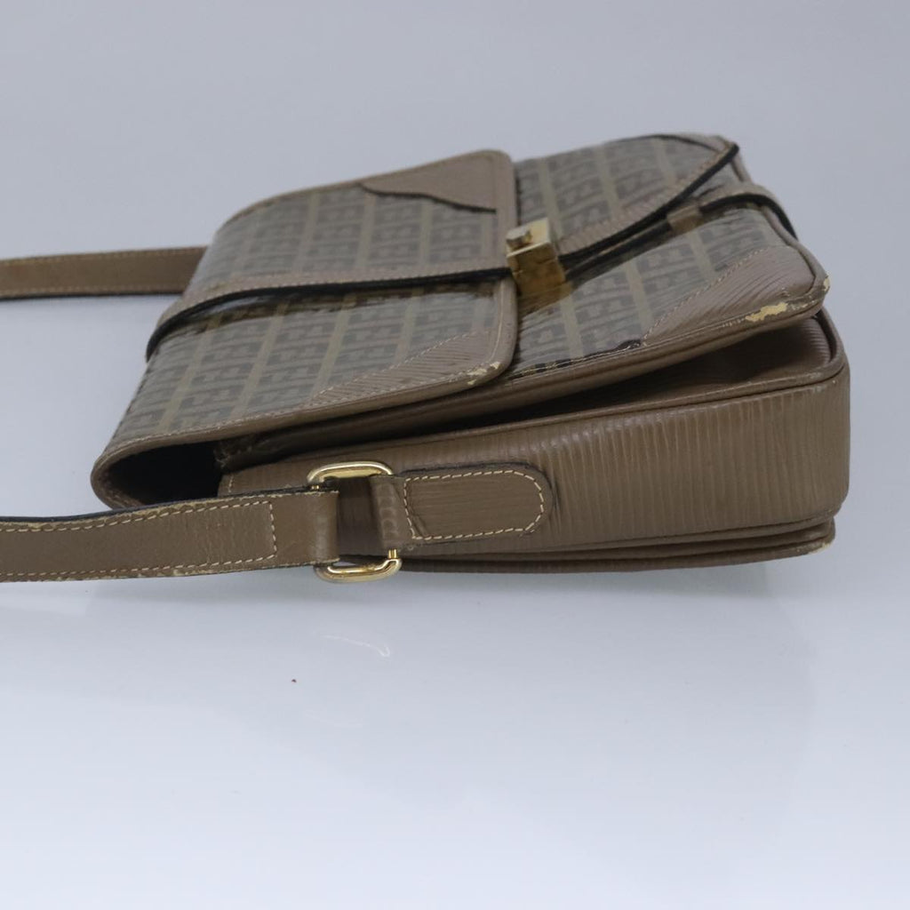 FENDI Zucchino Canvas Shoulder Bag Coated Canvas Brown ti2323