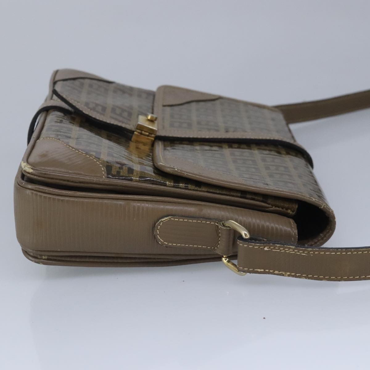 FENDI Zucchino Canvas Shoulder Bag Coated Canvas Brown ti2323
