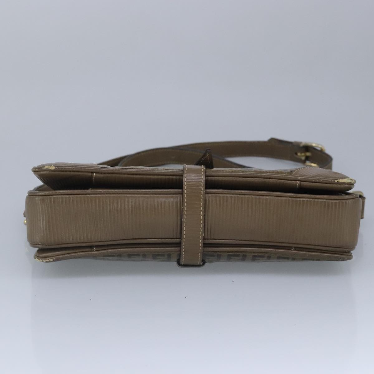 FENDI Zucchino Canvas Shoulder Bag Coated Canvas Brown ti2323
