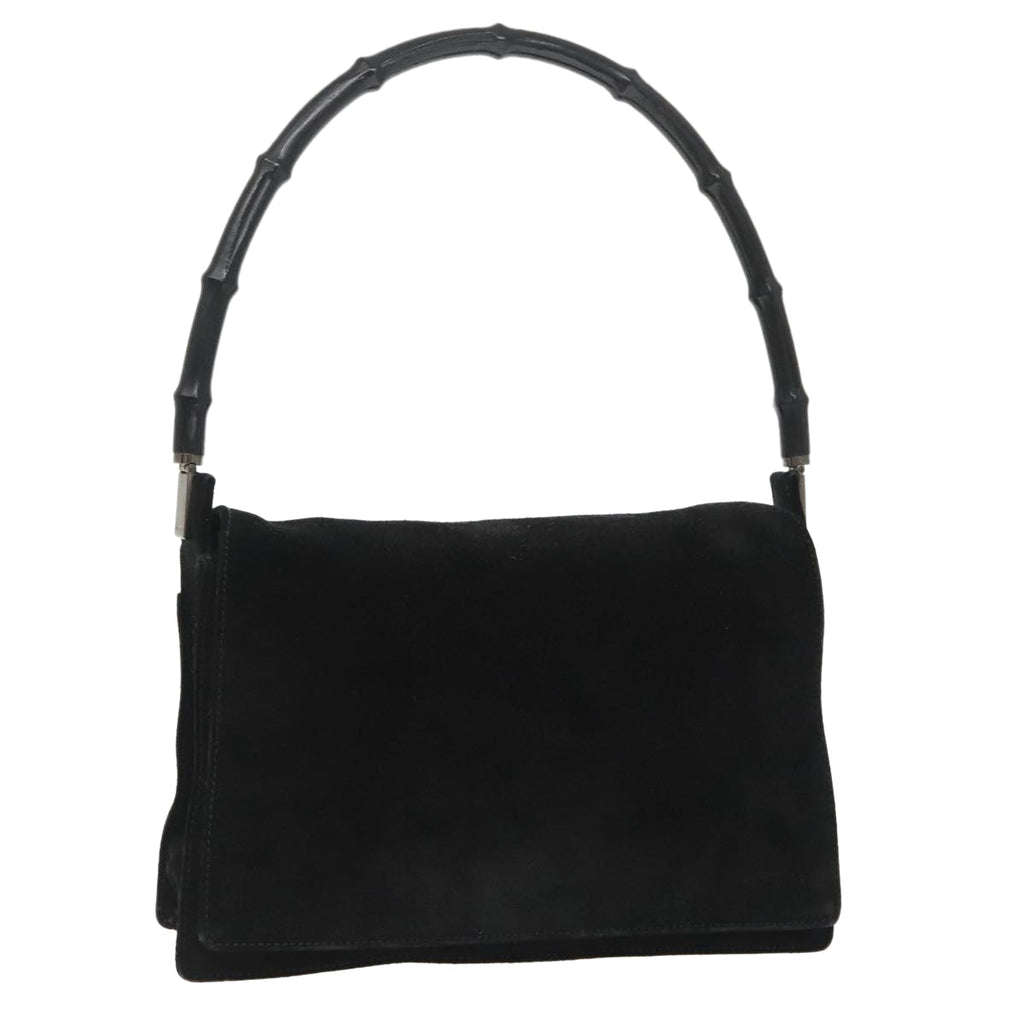 GUCCI Bamboo Shoulder Bag Suede Black 001 3239 ti2332