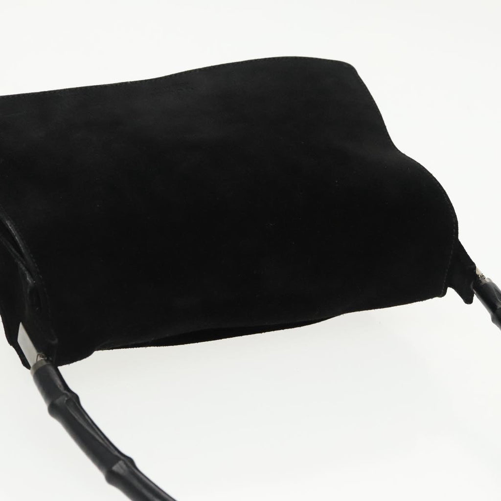 GUCCI Bamboo Shoulder Bag Suede Black 001 3239 ti2332