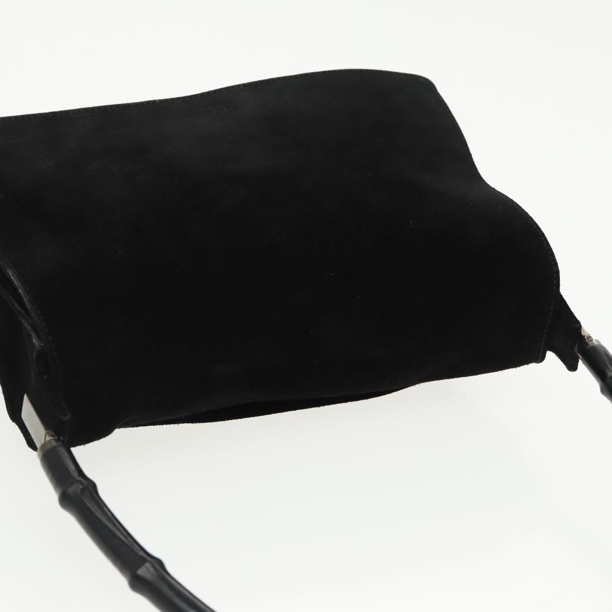 GUCCI Bamboo Shoulder Bag Suede Black 001 3239 ti2332