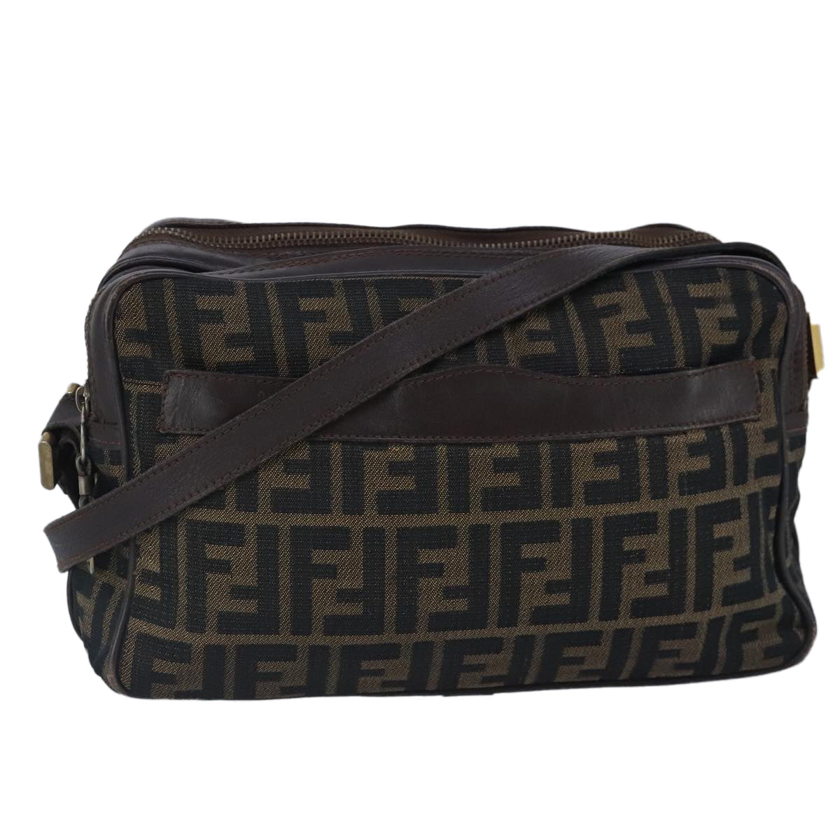 FENDI Zucca Canvas Shoulder Bag Canvas Brown ti2335
