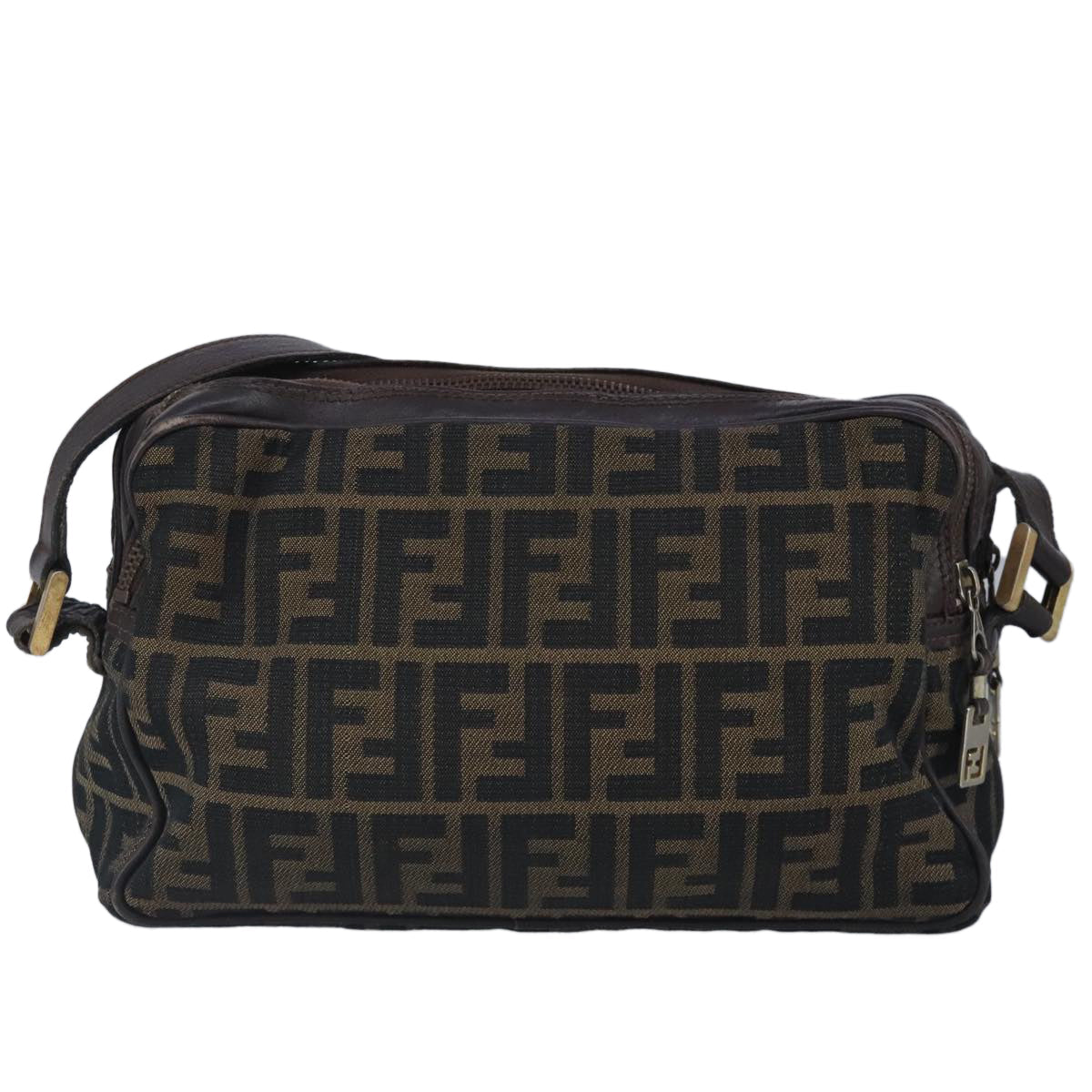 FENDI Zucca Canvas Shoulder Bag Canvas Brown ti2335