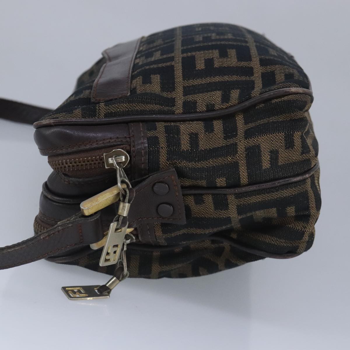 FENDI Zucca Canvas Shoulder Bag Canvas Brown ti2335
