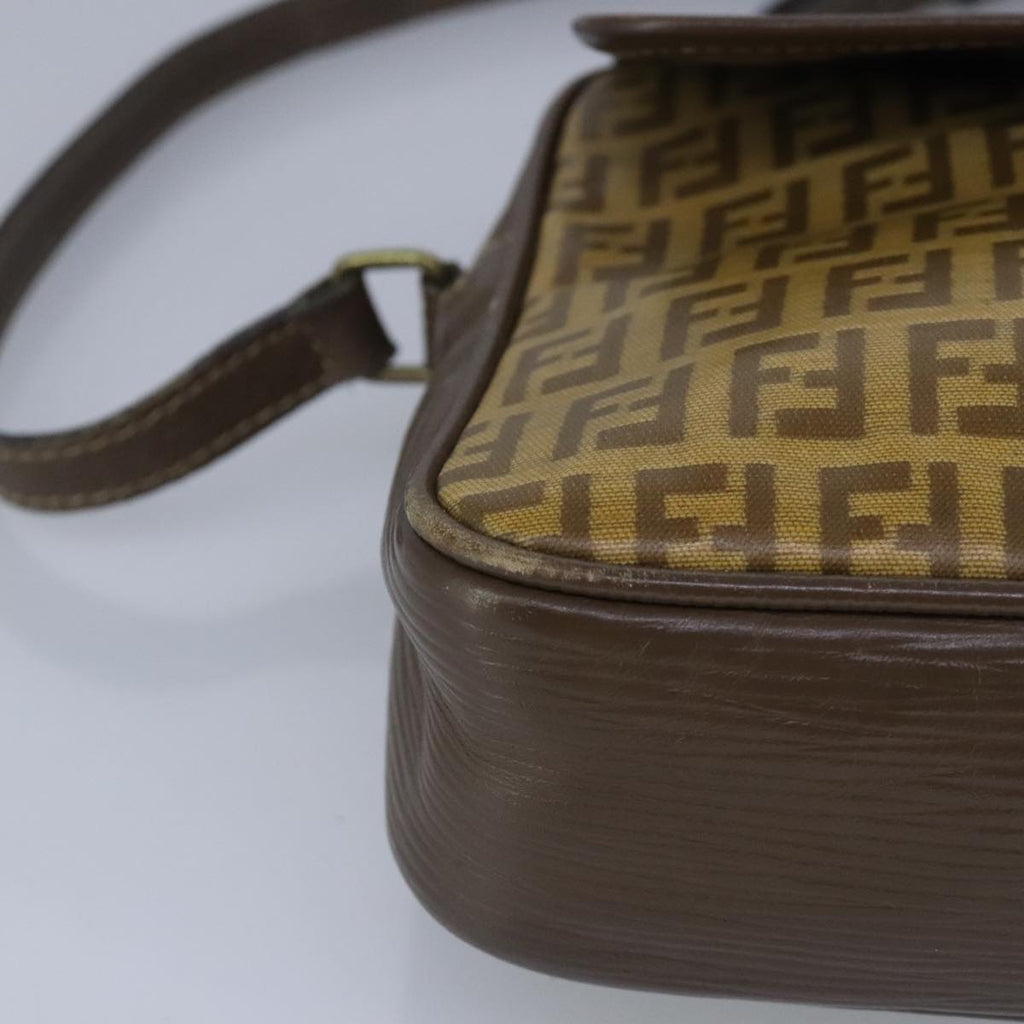 FENDI Zucchino Canvas Shoulder Bag Coated Canvas Brown ti2336