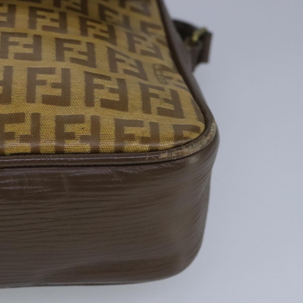 FENDI Zucchino Canvas Shoulder Bag Coated Canvas Brown ti2336