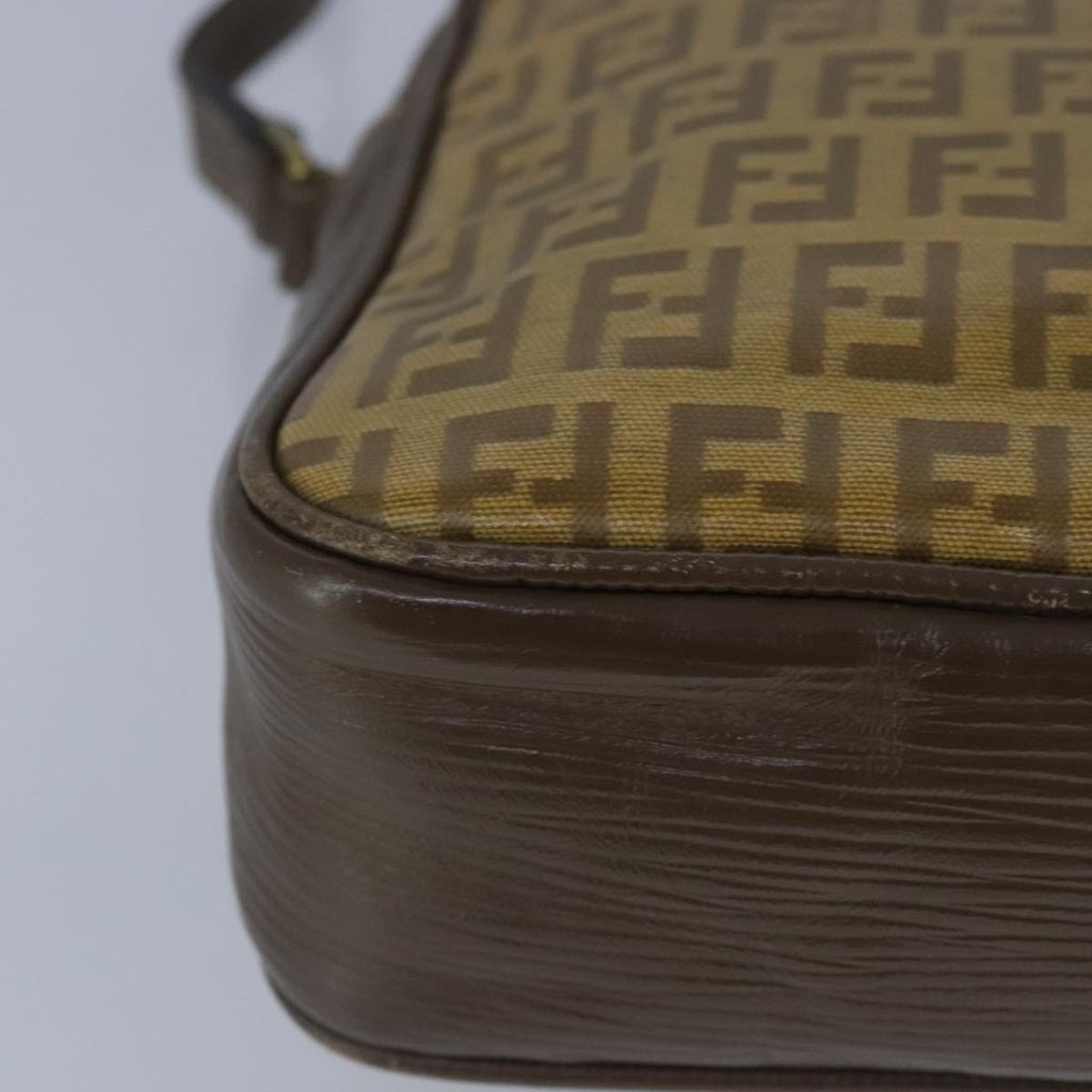 FENDI Zucchino Canvas Shoulder Bag Coated Canvas Brown ti2336