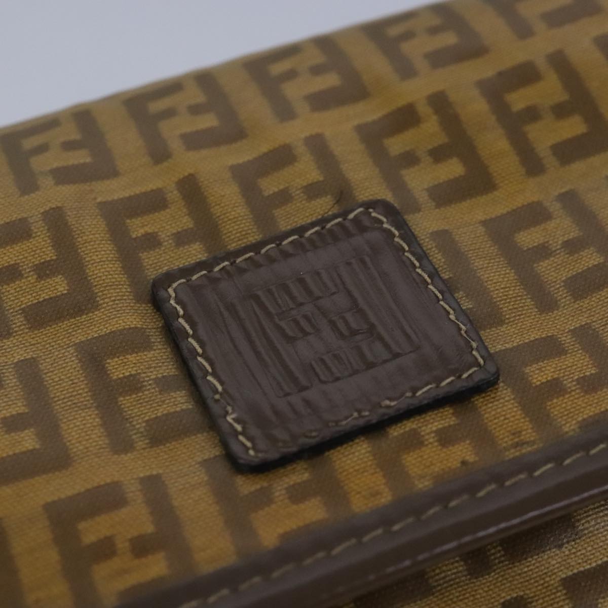 FENDI Zucchino Canvas Shoulder Bag Coated Canvas Brown ti2336