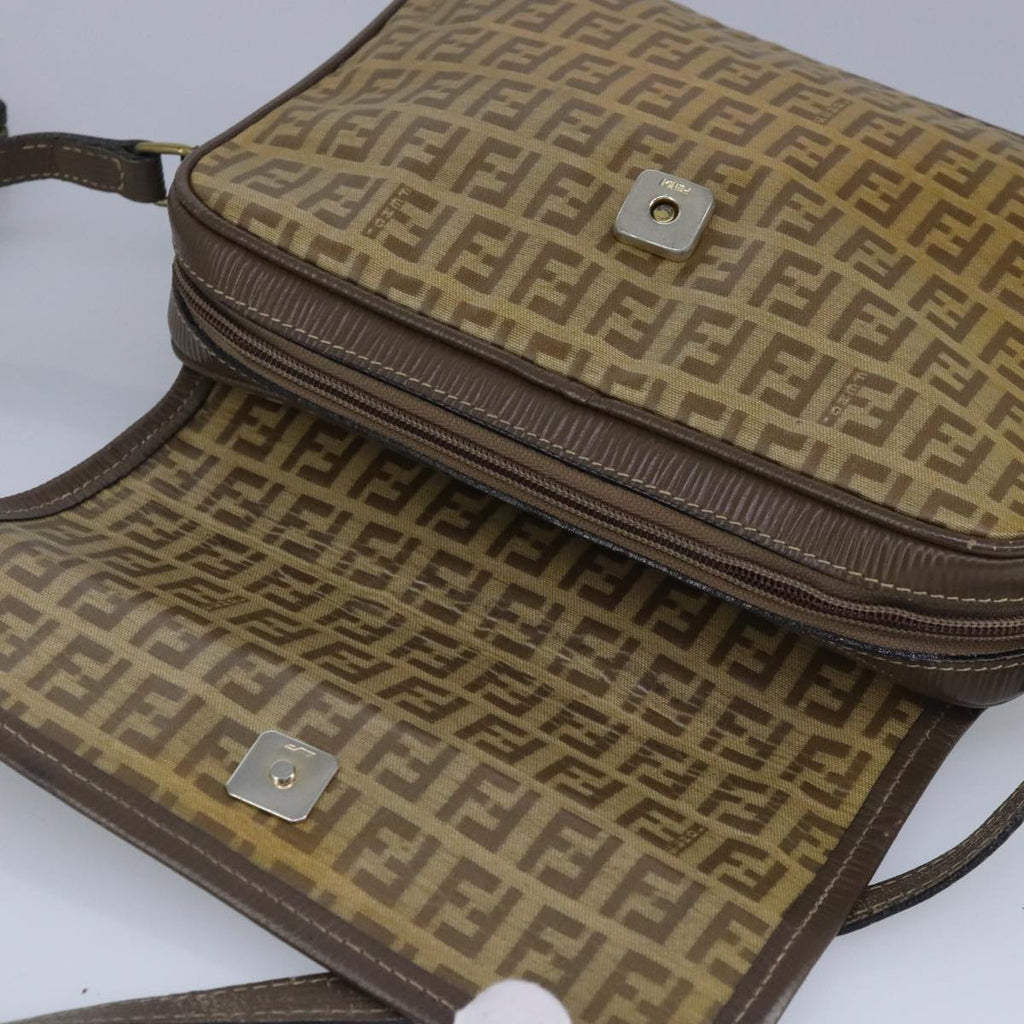 FENDI Zucchino Canvas Shoulder Bag Coated Canvas Brown ti2336