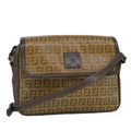 FENDI Zucchino Canvas Shoulder Bag Coated Canvas Brown ti2336