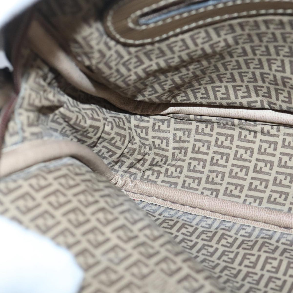 FENDI Zucchino Canvas Shoulder Bag Coated Canvas Brown ti2336