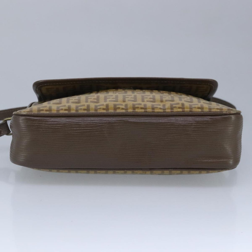 FENDI Zucchino Canvas Shoulder Bag Coated Canvas Brown ti2336