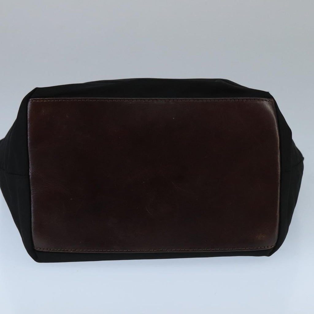 FENDI Hand Bag Nylon Leather Black Brown Silver ti2337
