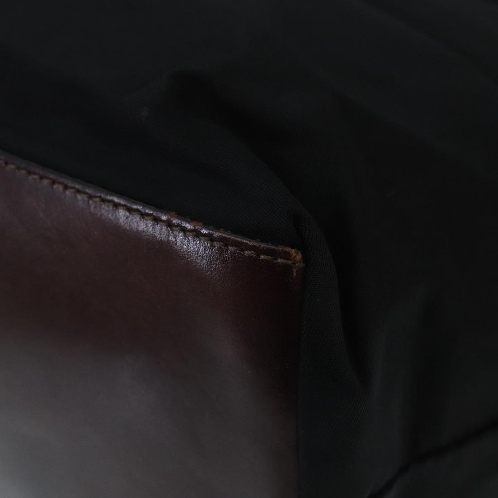 FENDI Hand Bag Nylon Leather Black Brown Silver ti2337