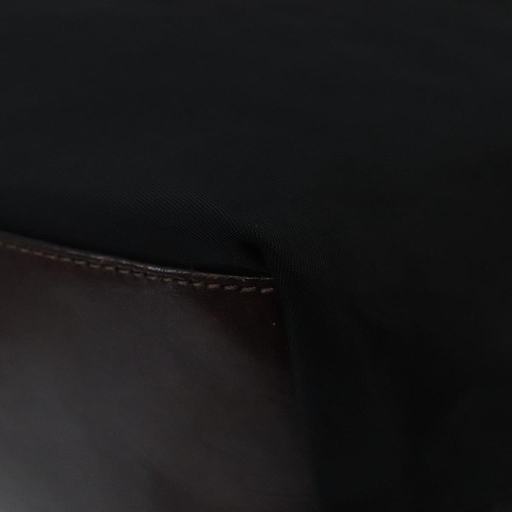 FENDI Hand Bag Nylon Leather Black Brown Silver ti2337