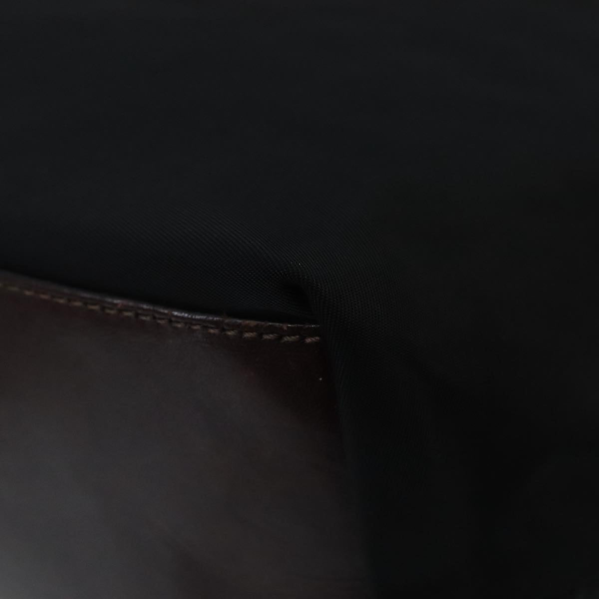 FENDI Hand Bag Nylon Leather Black Brown Silver ti2337