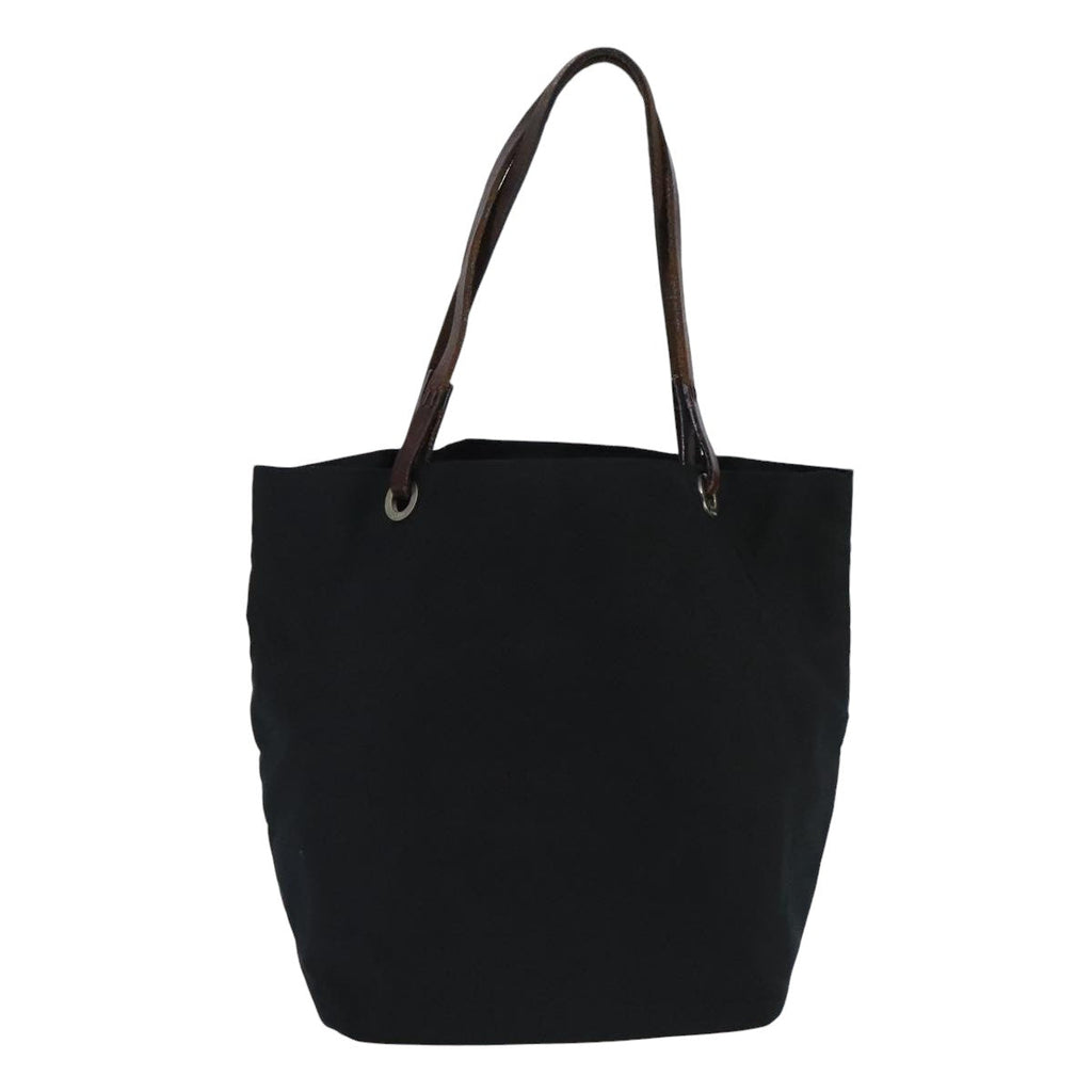 FENDI Hand Bag Nylon Leather Black Brown Silver ti2337