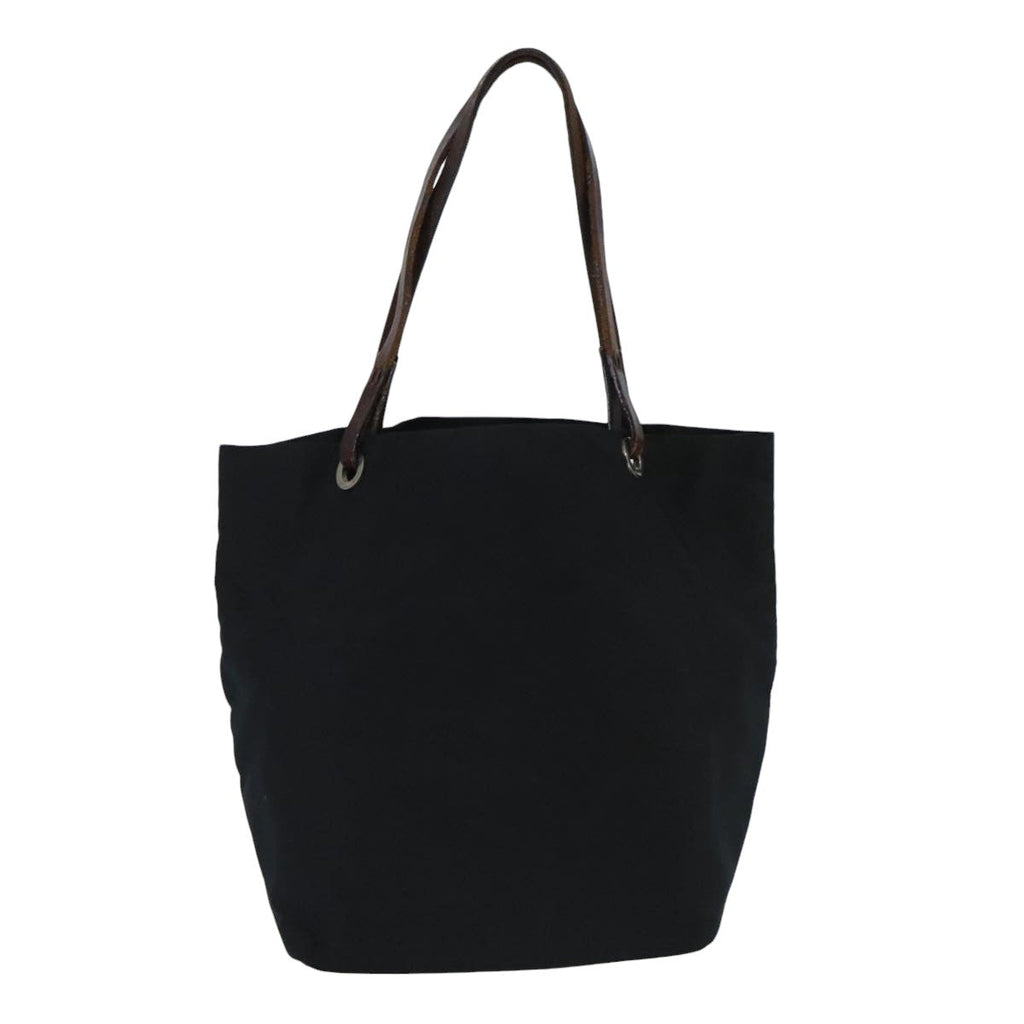FENDI Hand Bag Nylon Leather Black Brown Silver ti2337