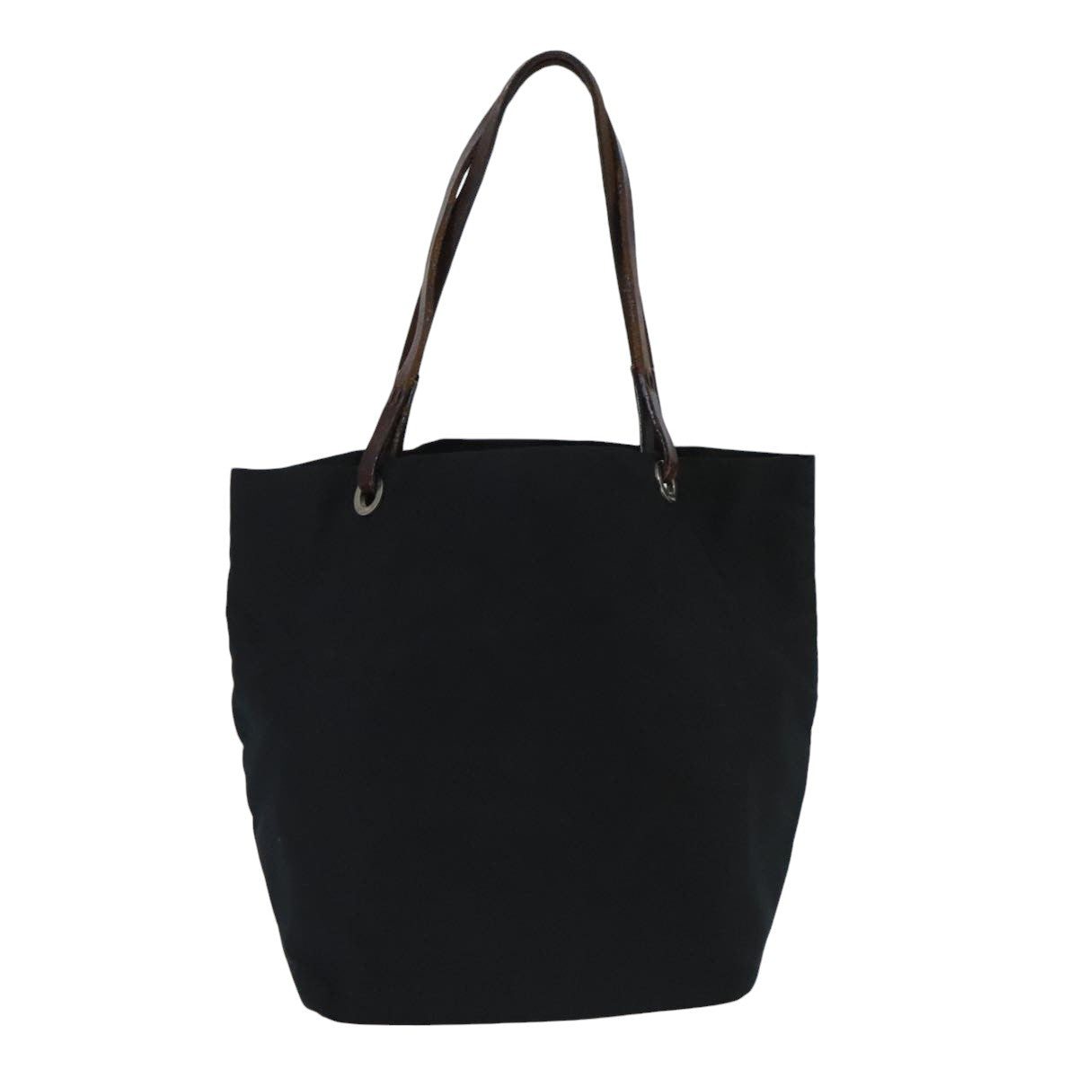 FENDI Hand Bag Nylon Leather Black Brown Silver ti2337