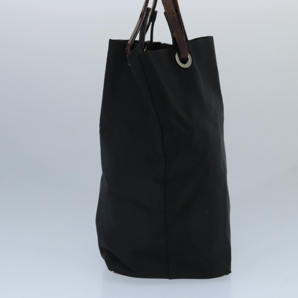 FENDI Hand Bag Nylon Leather Black Brown Silver ti2337