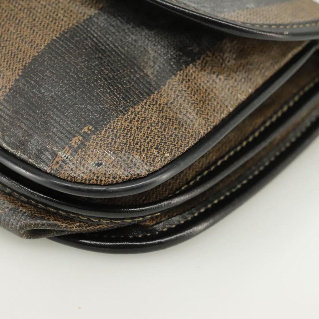 FENDI Pecan Canvas Shoulder Bag Coated Canvas Brown ti2352