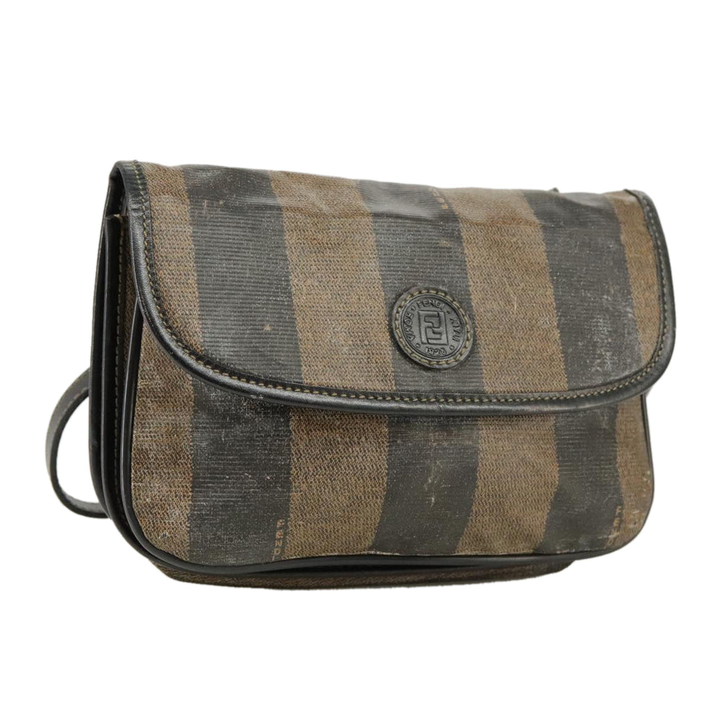 FENDI Pecan Canvas Shoulder Bag Coated Canvas Brown ti2352