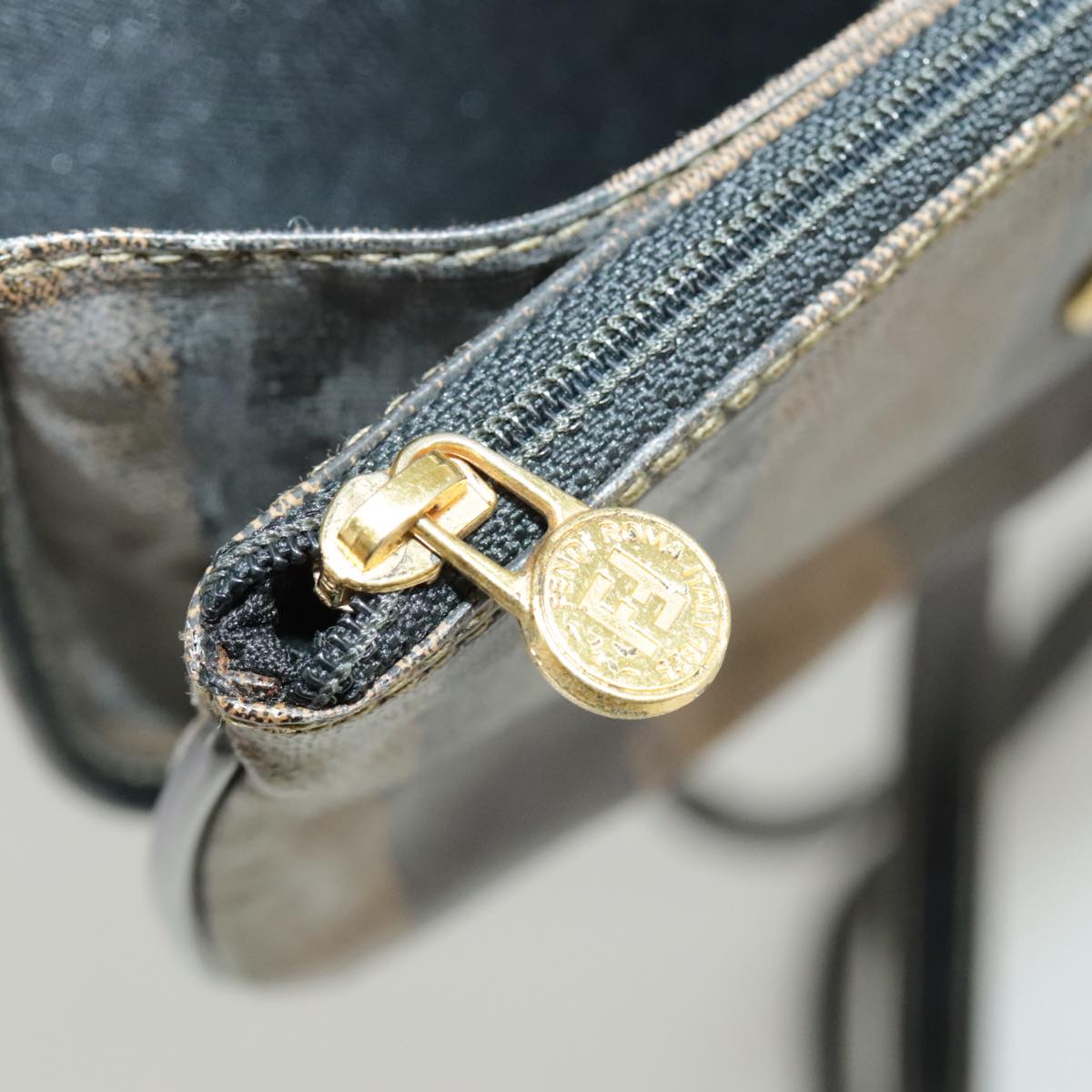 FENDI Pecan Canvas Shoulder Bag Coated Canvas Brown ti2352
