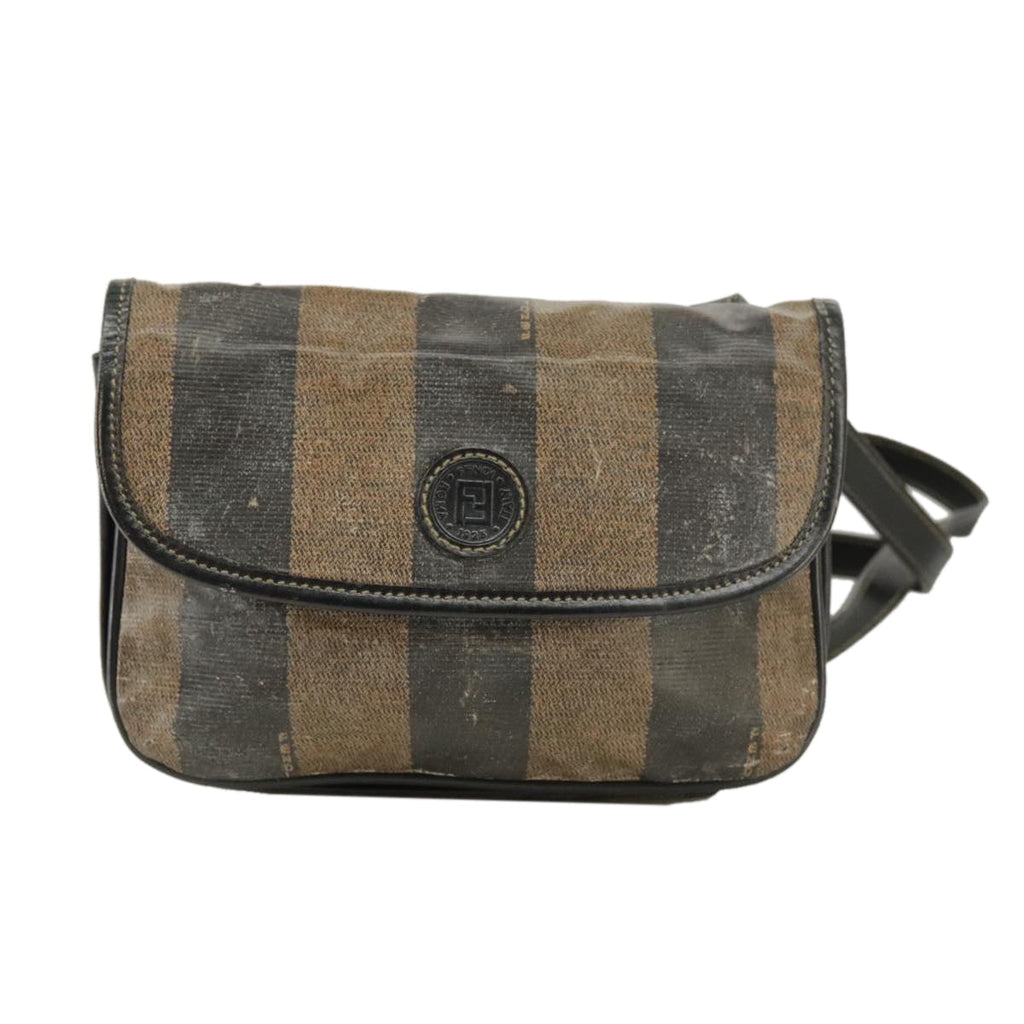 FENDI Pecan Canvas Shoulder Bag Coated Canvas Brown ti2352