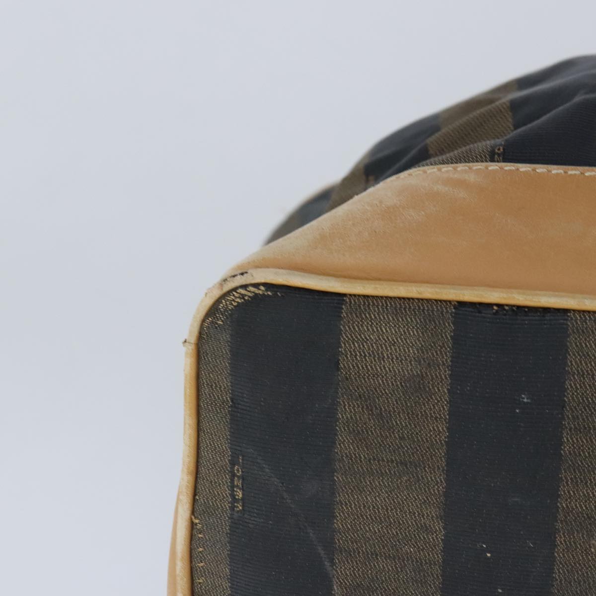FENDI Pecan Canvas Boston Bag Coated Canvas Khaki Brown ti2355