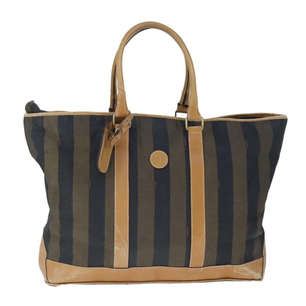 FENDI Pecan Canvas Boston Bag Coated Canvas Khaki Brown ti2355