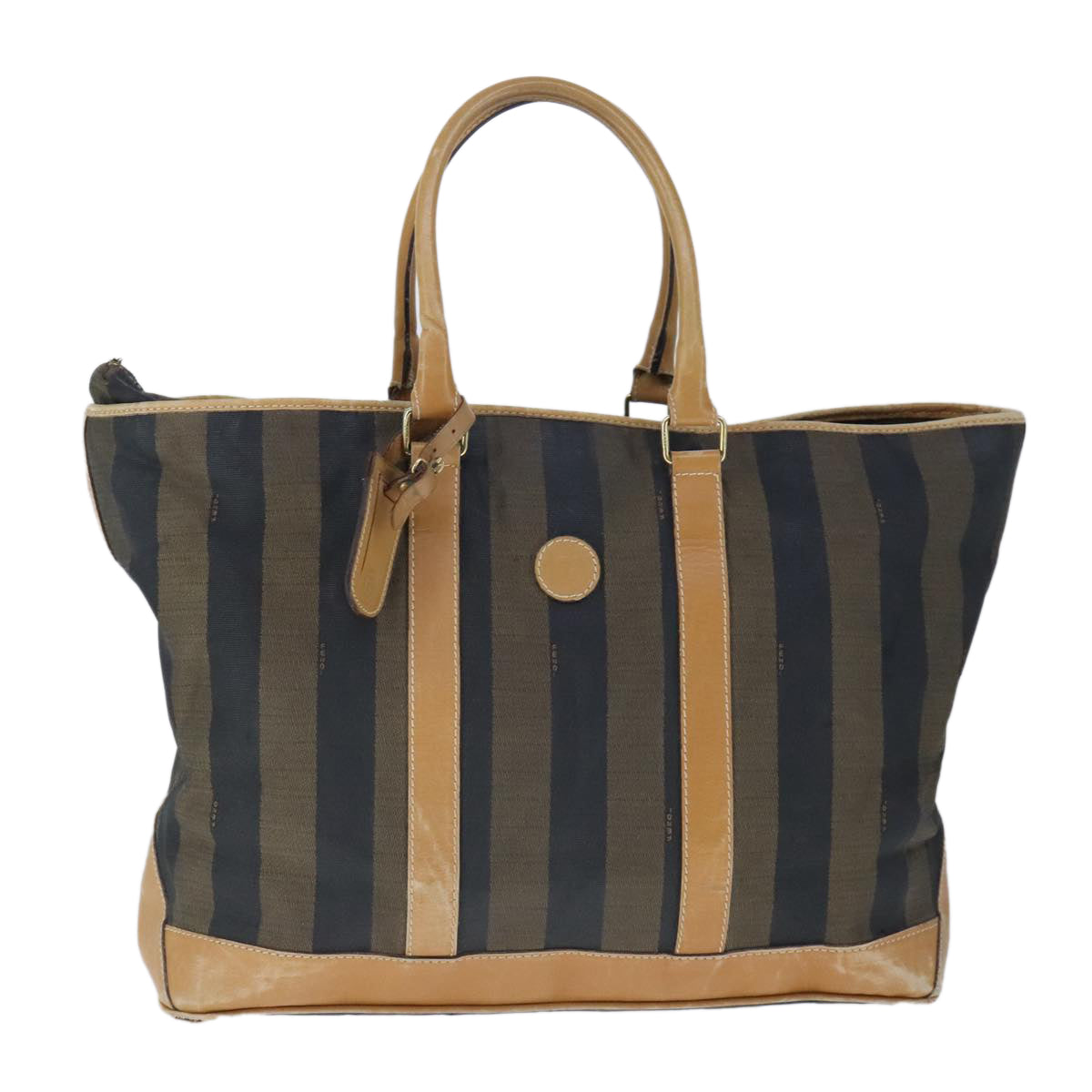 FENDI Pecan Canvas Boston Bag Coated Canvas Khaki Brown ti2355