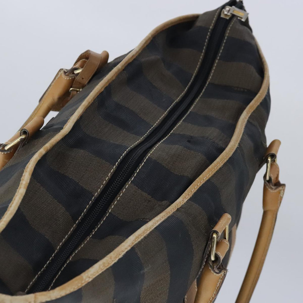 FENDI Pecan Canvas Boston Bag Coated Canvas Khaki Brown ti2355