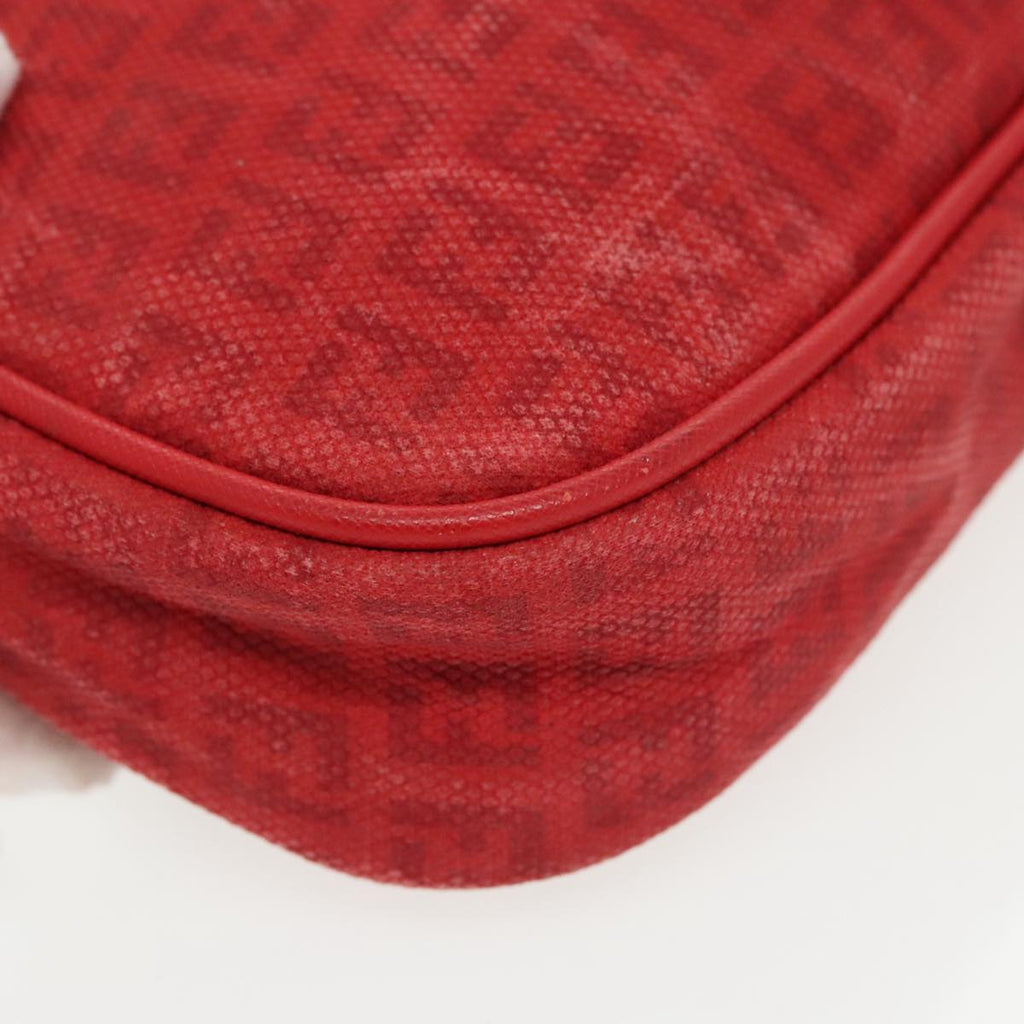 FENDI Zucchino Canvas Shoulder Bag Coated Canvas Red ti2358