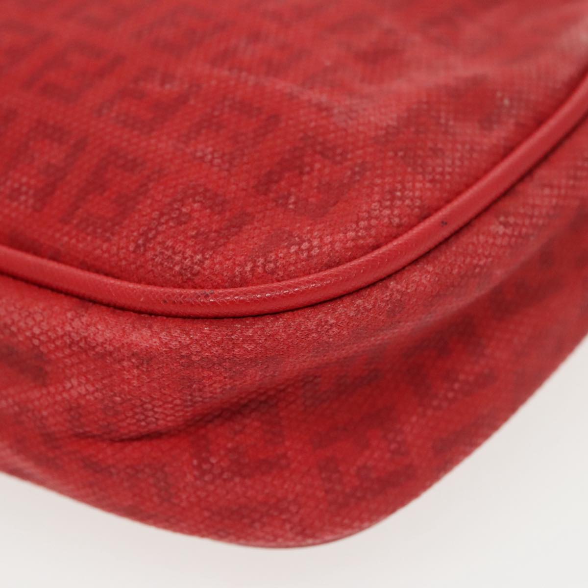 FENDI Zucchino Canvas Shoulder Bag Coated Canvas Red ti2358