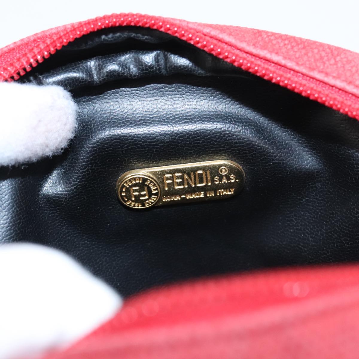 FENDI Zucchino Canvas Shoulder Bag Coated Canvas Red ti2358