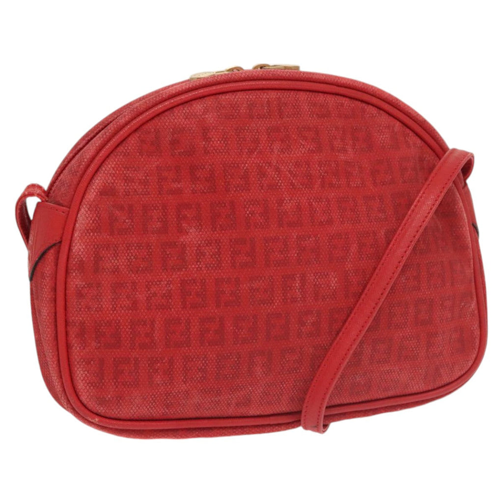 FENDI Zucchino Canvas Shoulder Bag Coated Canvas Red ti2358