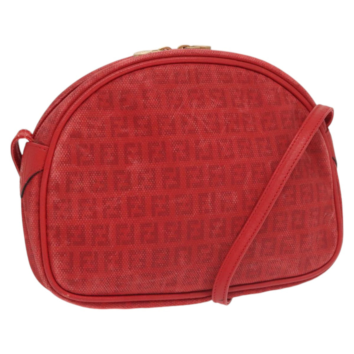 FENDI Zucchino Canvas Shoulder Bag Coated Canvas Red ti2358