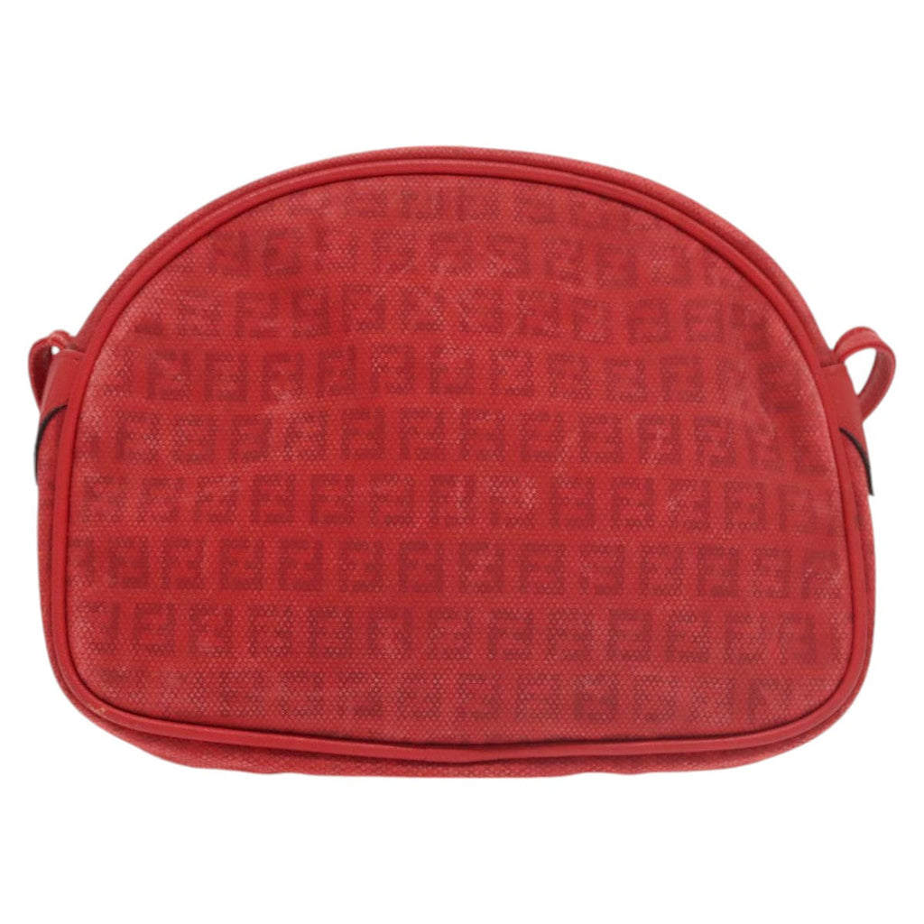 FENDI Zucchino Canvas Shoulder Bag Coated Canvas Red ti2358