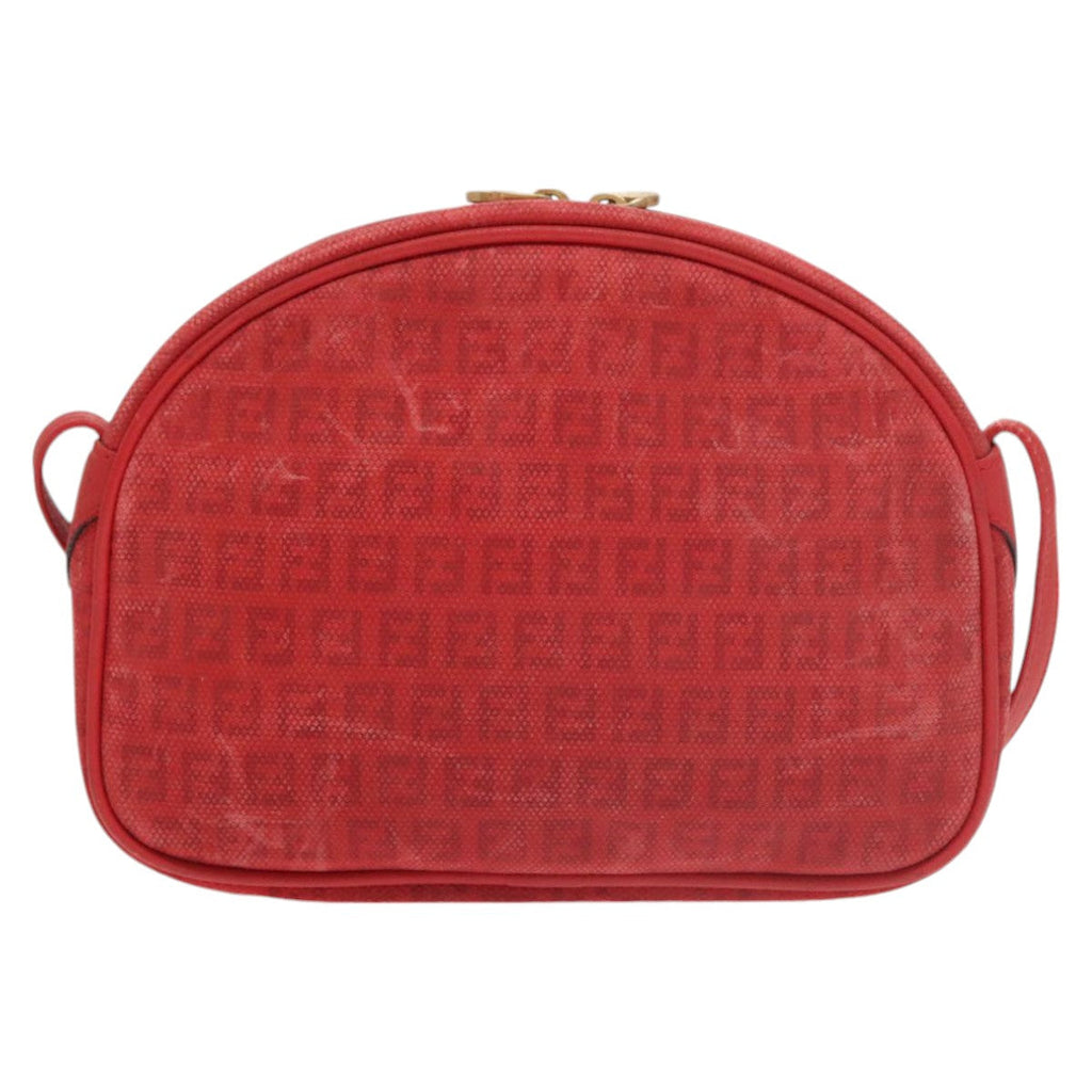 FENDI Zucchino Canvas Shoulder Bag Coated Canvas Red ti2358