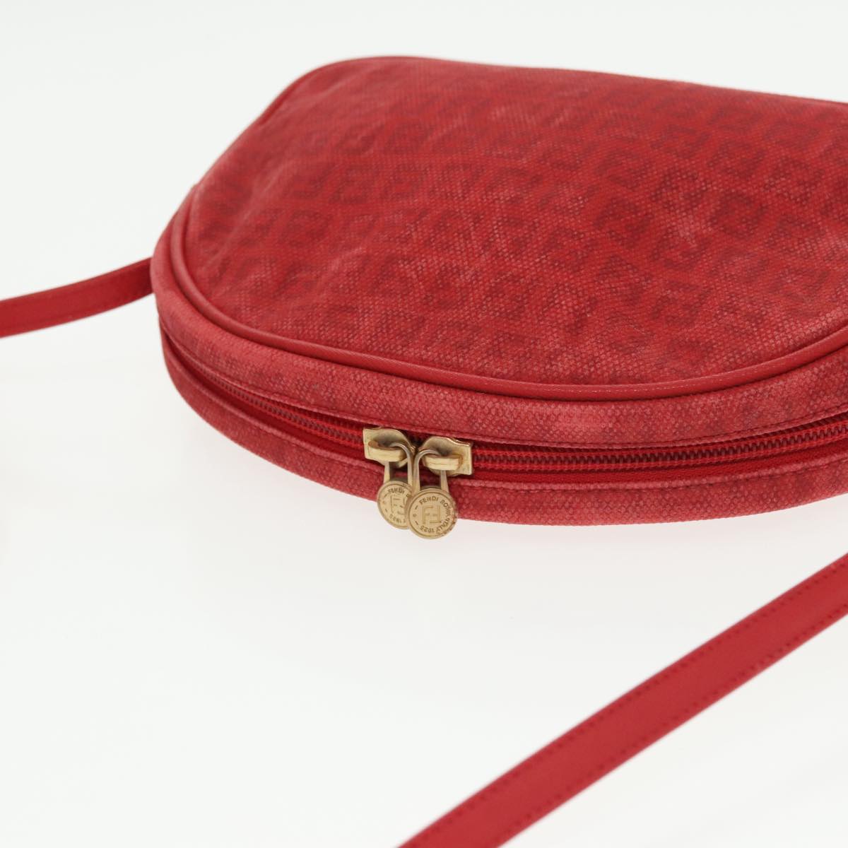 FENDI Zucchino Canvas Shoulder Bag Coated Canvas Red ti2358