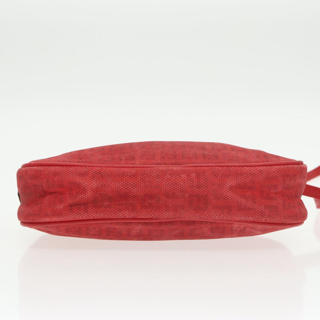 FENDI Zucchino Canvas Shoulder Bag Coated Canvas Red ti2358