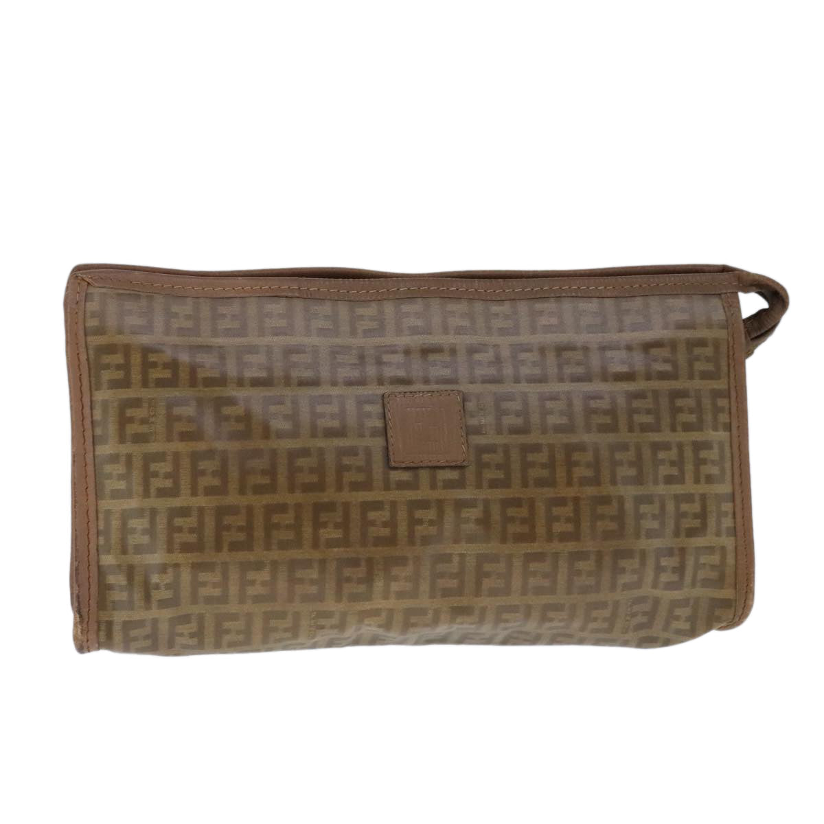FENDI Zucchino Canvas Clutch Bag Coated Canvas Brown ti2364