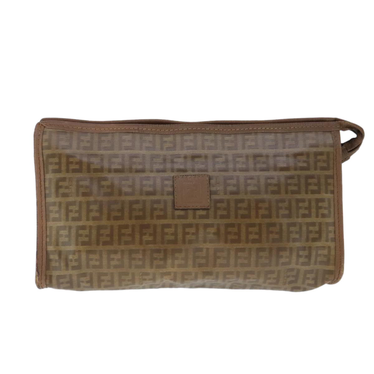 FENDI Zucchino Canvas Clutch Bag Coated Canvas Brown ti2364