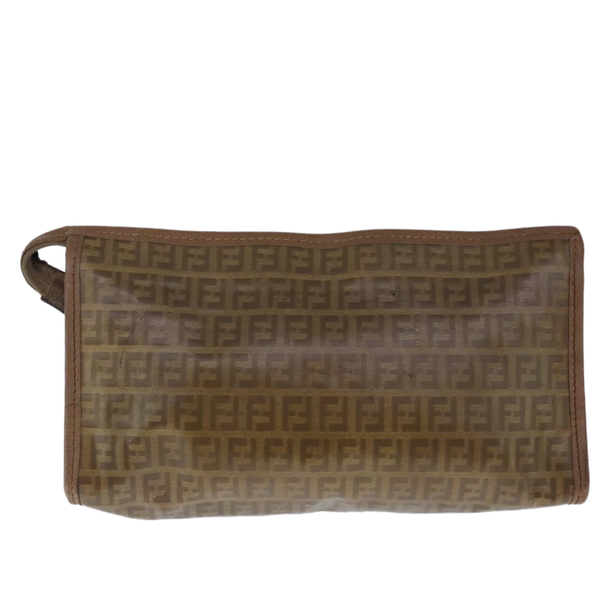 FENDI Zucchino Canvas Clutch Bag Coated Canvas Brown ti2364