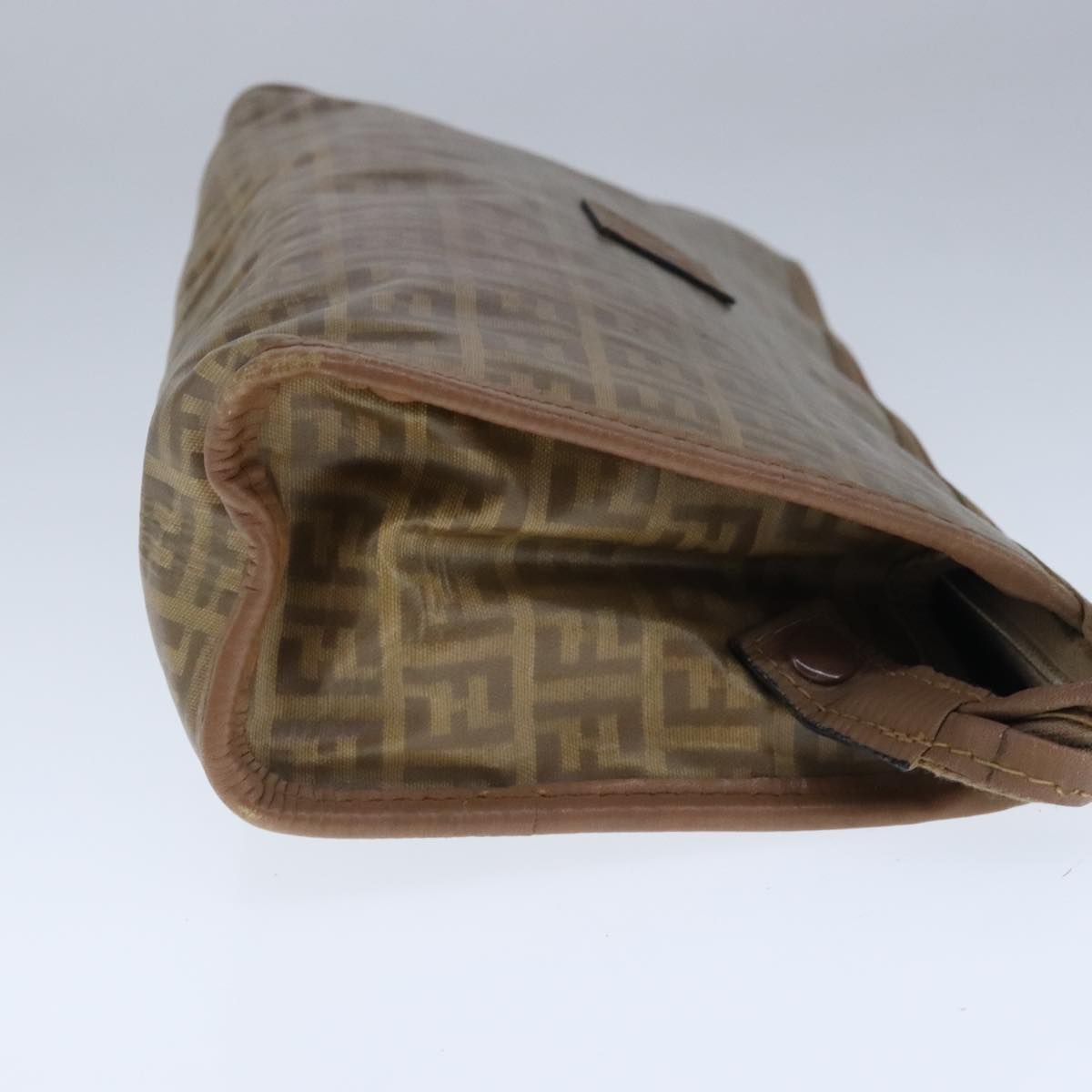 FENDI Zucchino Canvas Clutch Bag Coated Canvas Brown ti2364