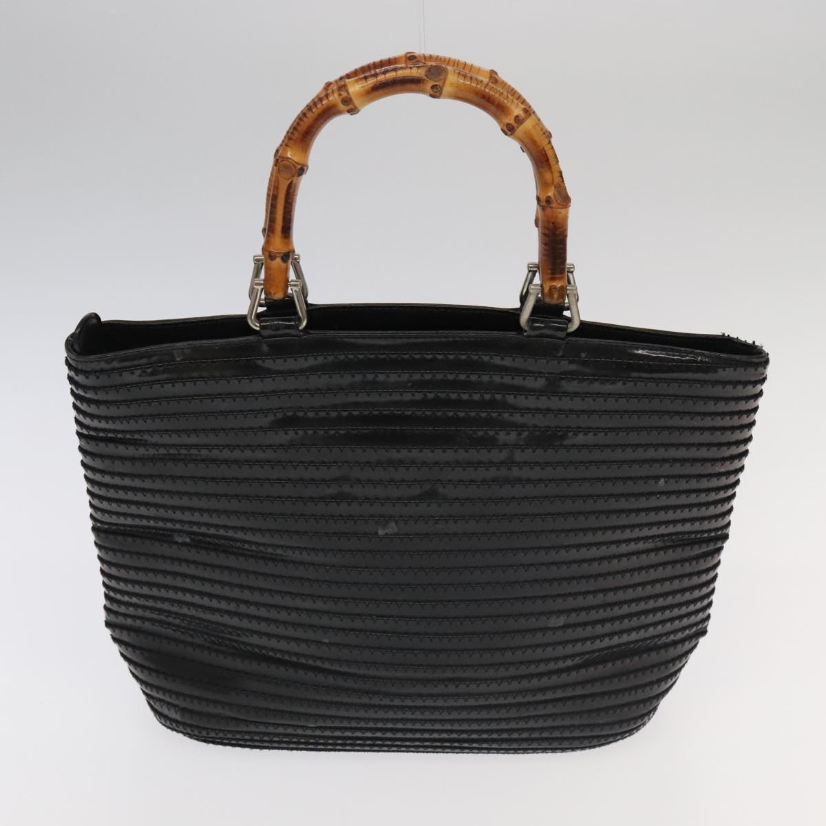 GUCCI Bamboo Shoulder Bag Nylon Suede 3Set Black ti2375