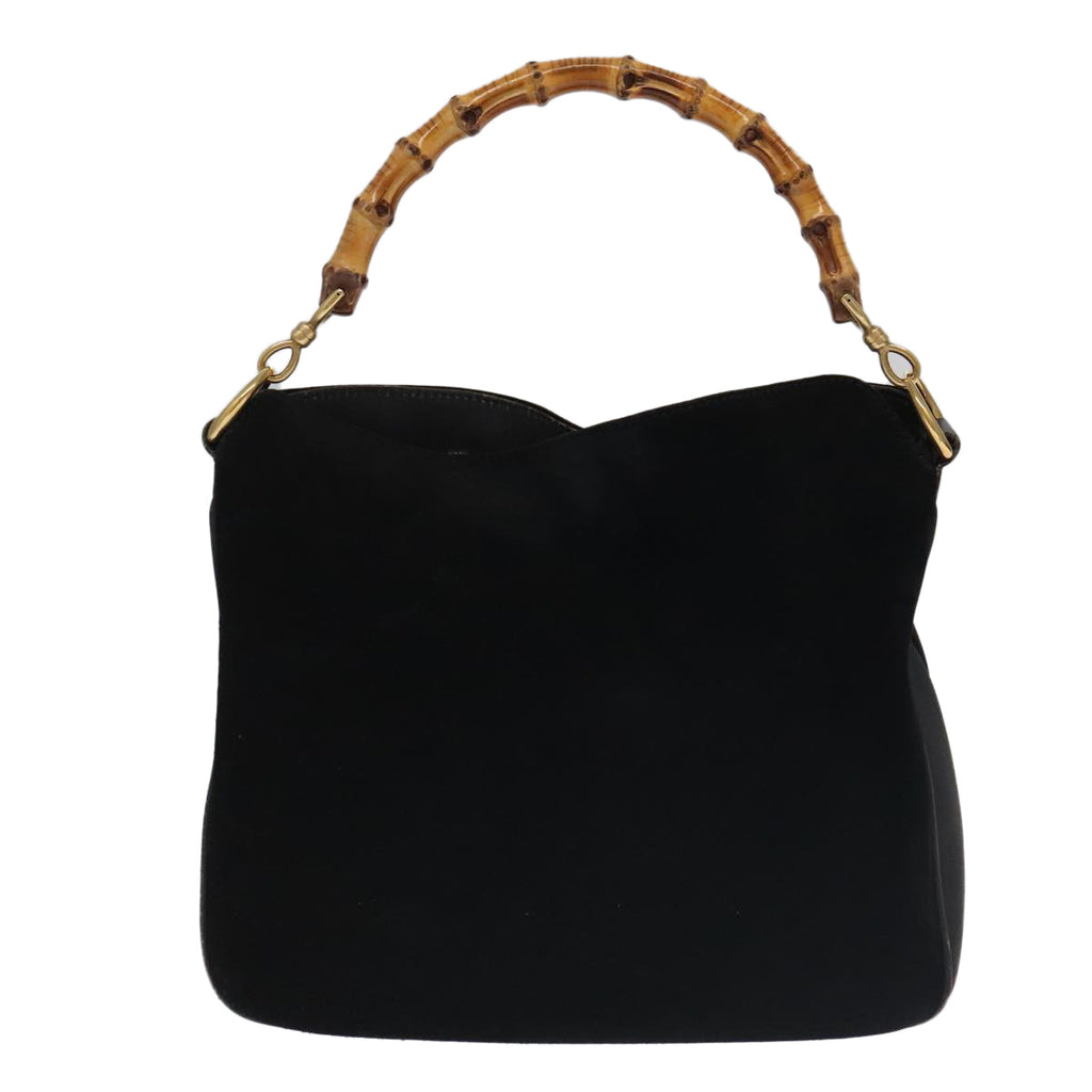 GUCCI Bamboo Shoulder Bag Nylon Suede 3Set Black ti2375
