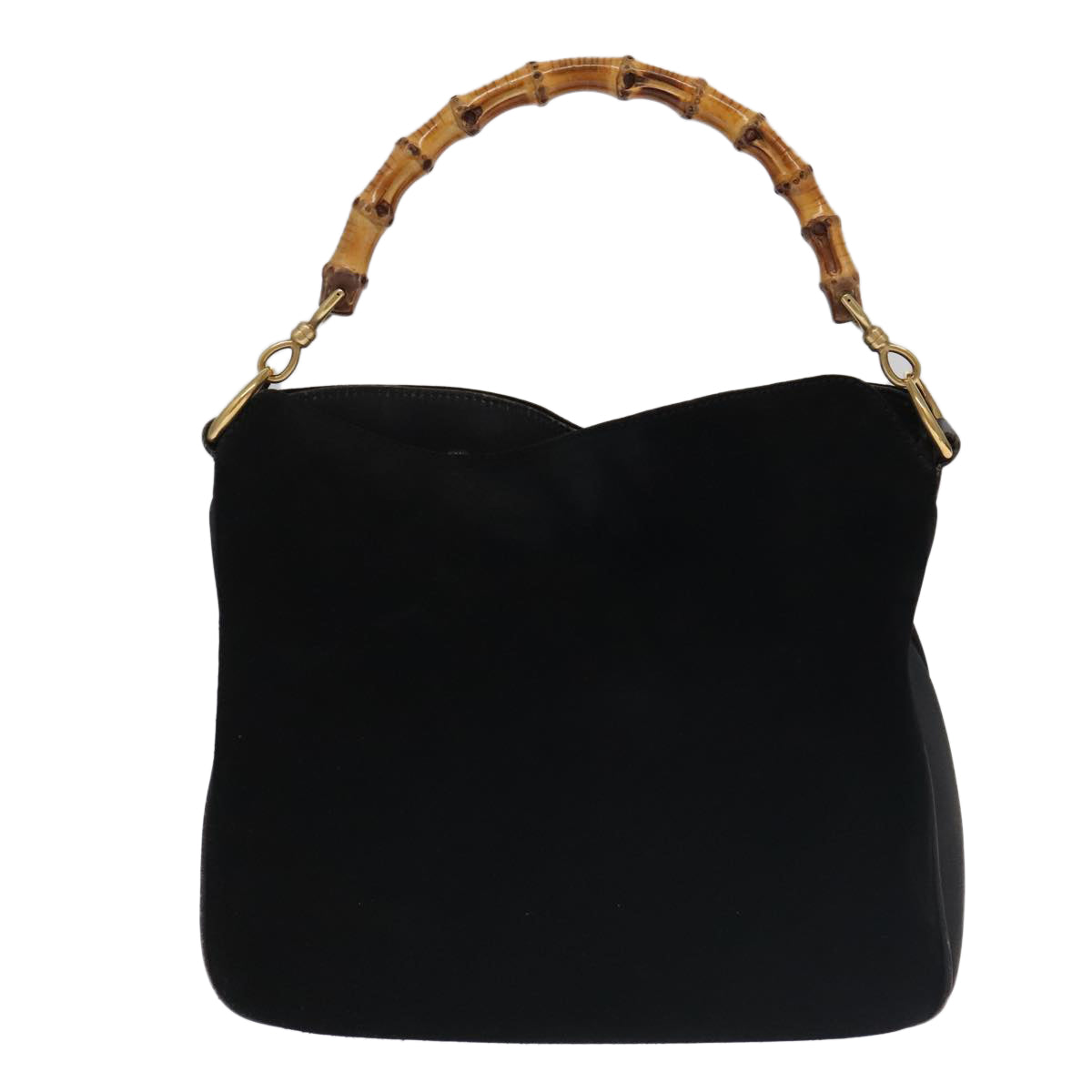 GUCCI Bamboo Shoulder Bag Nylon Suede 3Set Black ti2375